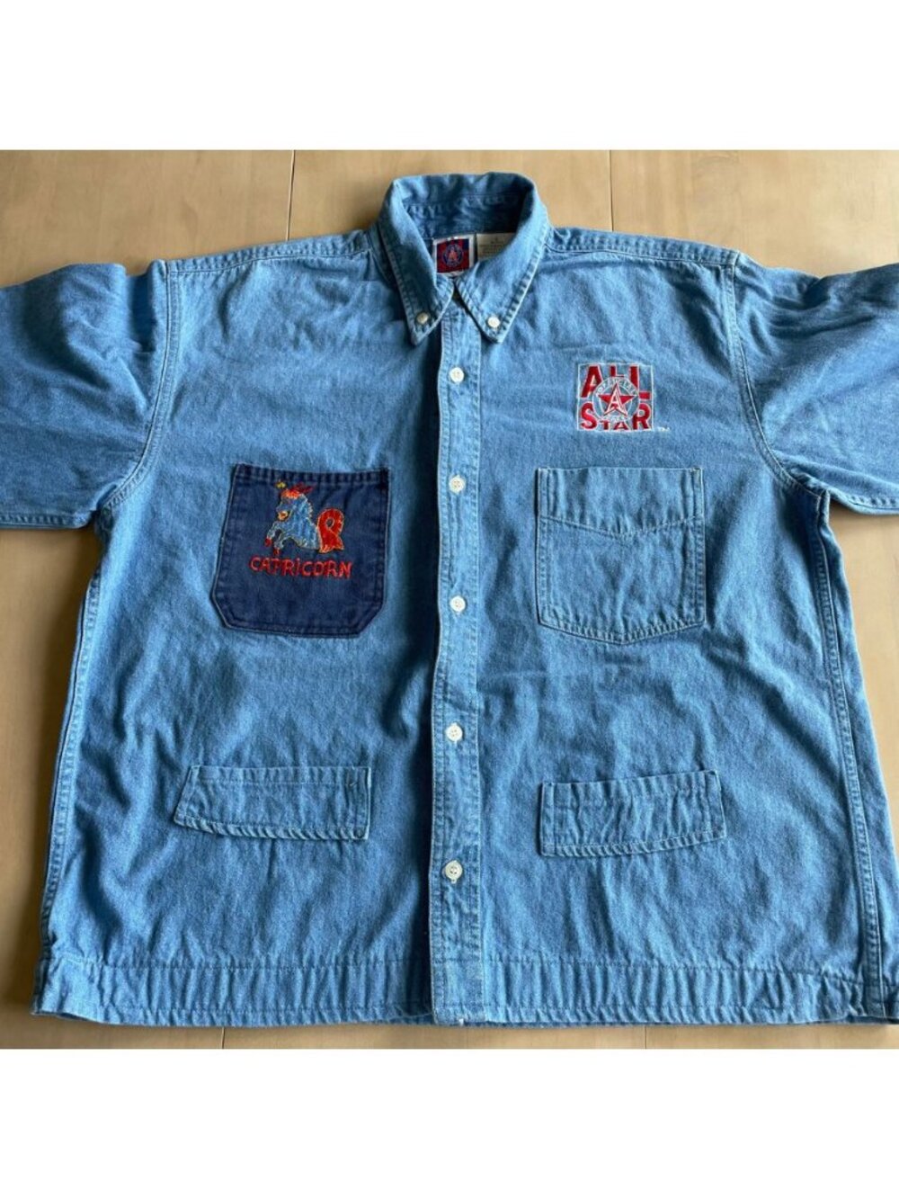 Vintage Rare All Star Official Cafe Capricorn Denim Button Down Shirt - Sz LG - Picture 8 of 11